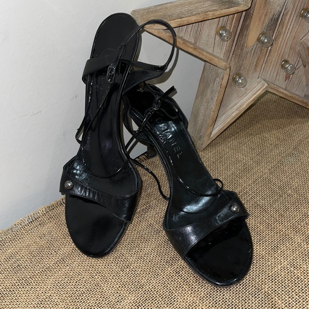 Chanel CC Metallic Quilted Heel Sandal 40.5